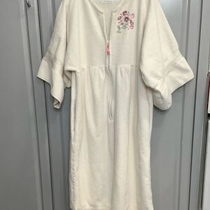 Handmade Women’s Vintage Chenille Terry Cloth Bath Towel Robe Sz Med Ivory
